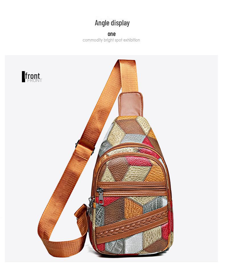 Fashionable Women's Versatile Shoulder & Chest Bag - Stylish Contrast Leather Small Backpack