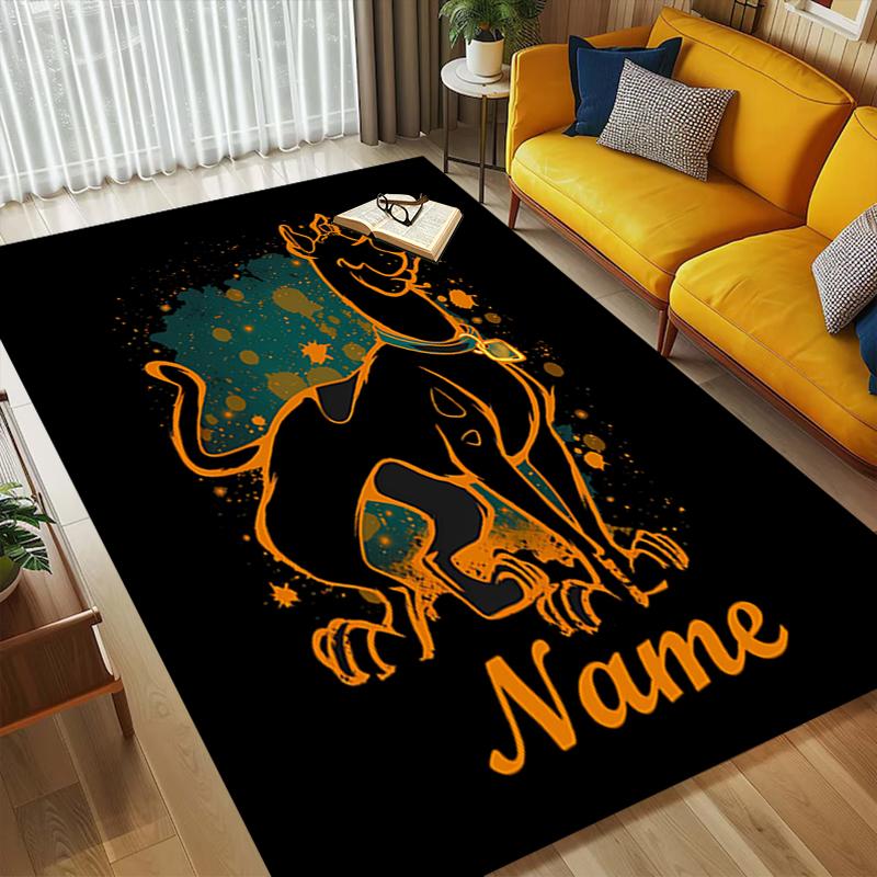 Custom Name Dog Artwork Living Room Non-Slip Area Rug Soft Carpet for Bedroom Kids Playroom Sofa Office Home Decor Doormat