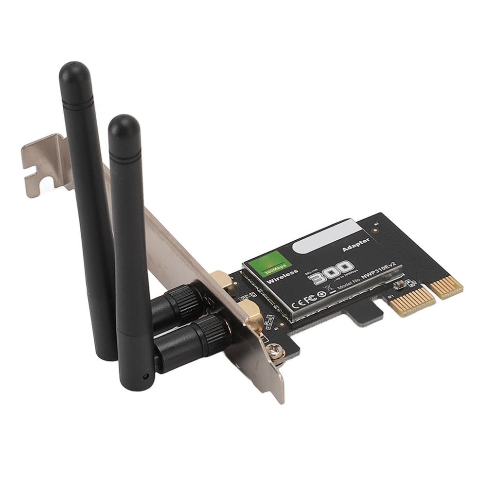 Wireless PCIE WiFi Adapter 300Mbps 2.4GHz High Performance Computer Network Card with 2 Antenna for WINS 7 8 10 11