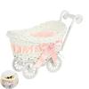 Rattan Stroller Flower Basket Small Woven Storage Basket Artificial Flowers Holder Basket Desktop Organizer for Home Baby Shower Table Centerpiece