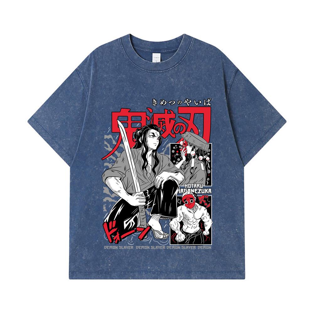 275 GSM Washed T-shirts 100% Cotton Demon Slayer V94 Haganezuka Print Unisex Heavy Cotton T Shirt