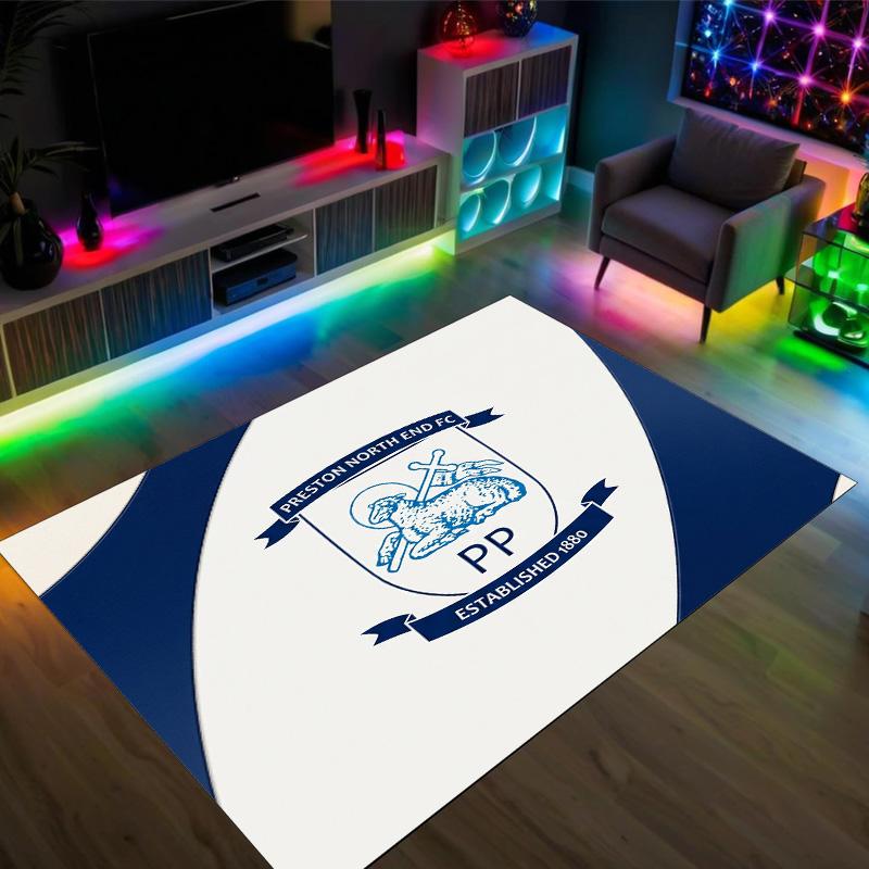 Preston North End Football Design Crystal Velvet Carpet Cozy Non?Slip Printed Rug For Bedroom Living Room Entrance