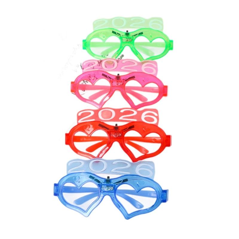 6Pcs Glowing Heart LED Glasses Night Event Party Supplies Reusable Bright Light Comfort Safe Materials