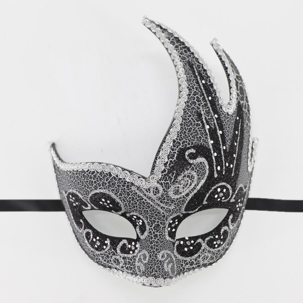 Maschera Cigno Nero con Corna Curve Fiammeggianti, Mascherata Veneziana Festa Halloween Carnevale Oggetto di Scena per Donne, Decorazione Elegante, Fascino Misterioso