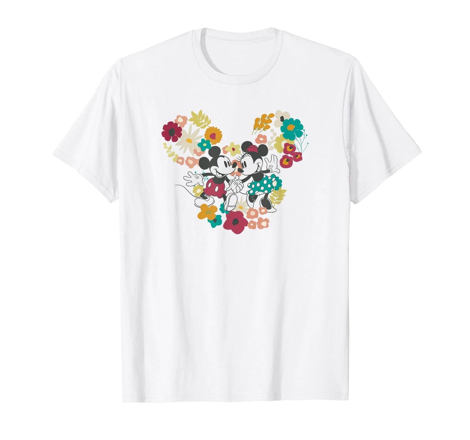 Disney Mickey Classic Mickey And Minnie Floral Pair T-Shirt_ S