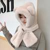 2023 Winter Cute Bear Ear Warm Hat Plush Scarf Hat Outdoor Windproof Cycling Hat Women Beanies Caps