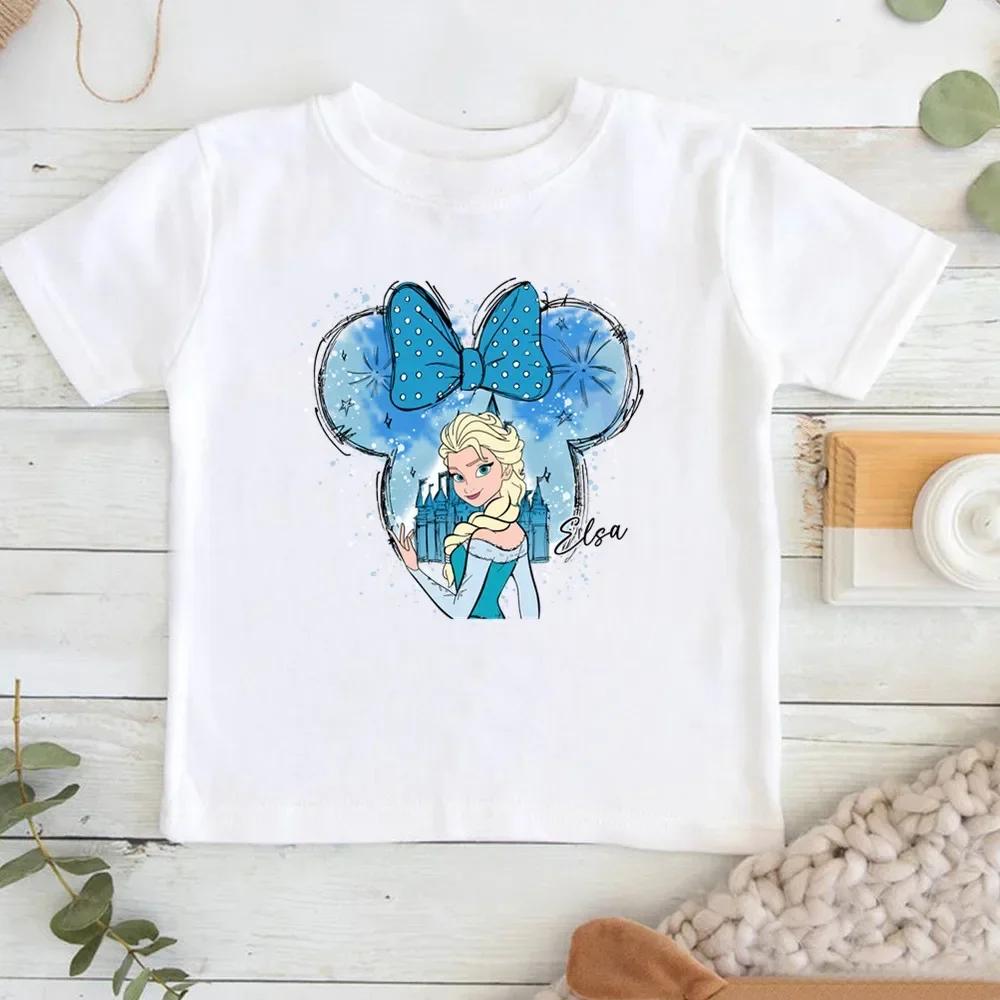 Children's Cute Princess Print T-Shirt, Soft Cartoon Clothing