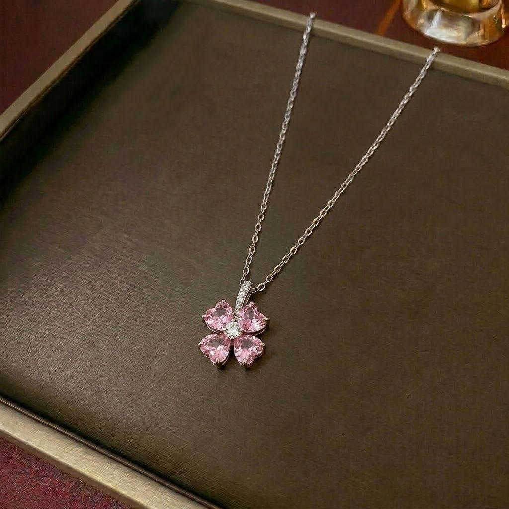 Colorful Zircon Heart Necklace - Japanese Korean Style, Cute Peach Heart, Fresh Temperament Clavicle Chain for Women