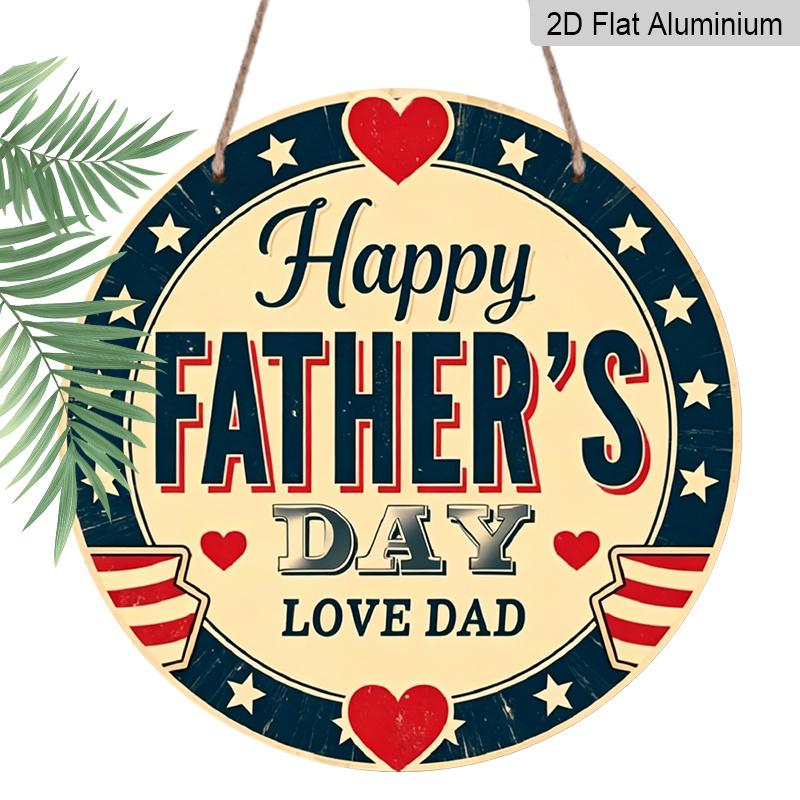 

2D Flat, 1pc Father S Day Aluminum Wall Sign - Waterproof Dustproof Patriotic Stars Stripes Design with Happy Fathers Day to Love Dad Text - No 7.87×7.87inch