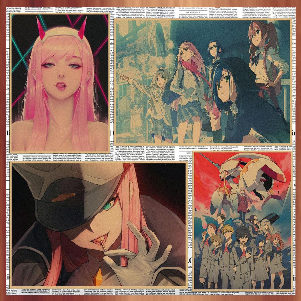 National Team DARLING In the FRANXX Retro Kraft Paper Anime Poster 261 for Wall Decoration