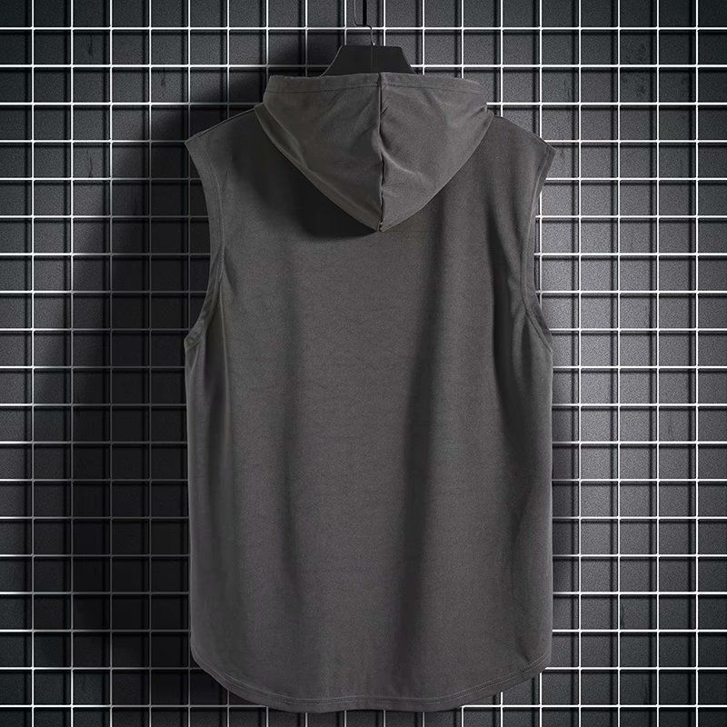 Taglie forti Abbigliamento estivo da uomo Canotte Felpa Top senza maniche Felpa con cappuccio Gilet Allenamento Fitness T-shirt da uomo Allenamento Gilet Hip Hop