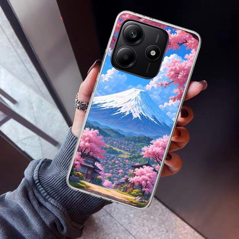 Japanese Cherry Mount Fuji Phone Case For Xiaomi Redmi Note 10 11 12 13 14 15 Pro Plus 11S 12S 14S 11T 11E 10S Soft TPU Back Cov