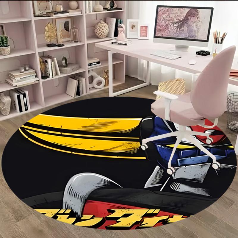 1pc UFO Robot Grendizer9 Print Round Carpet Chair Round Carpet Suitable for Bedroom Living Room Home Decorative Carpet