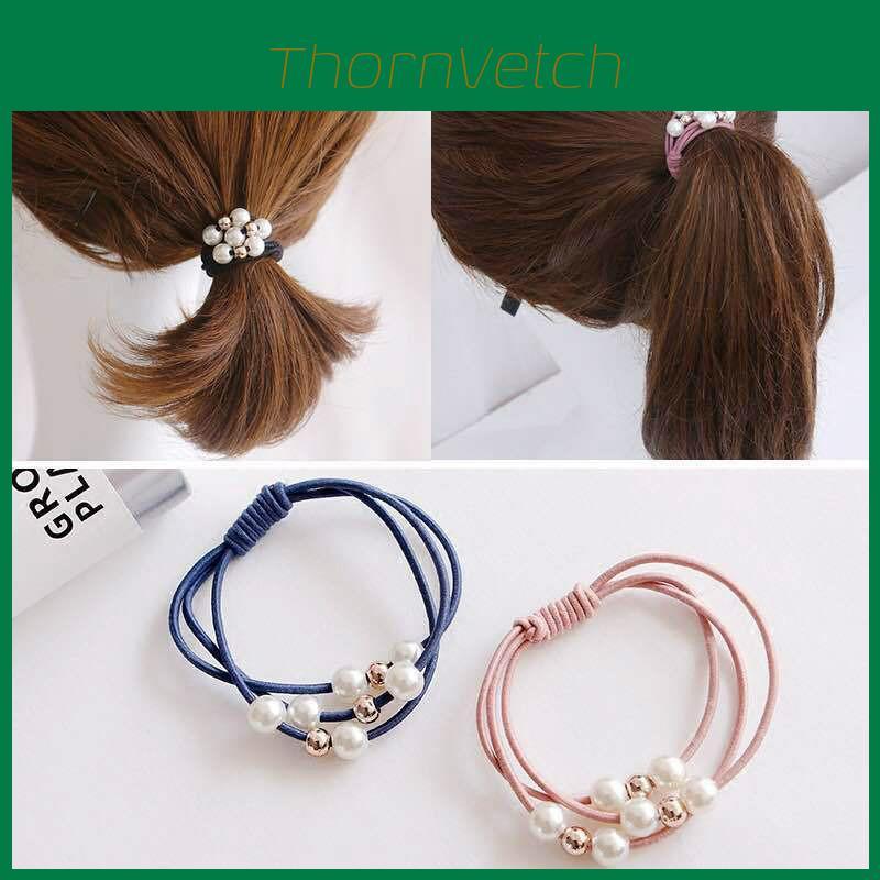 Versatile Korean Pearl Head Rope With Exceptional High-elastic Three-strength Rubber Band For All Hair Types