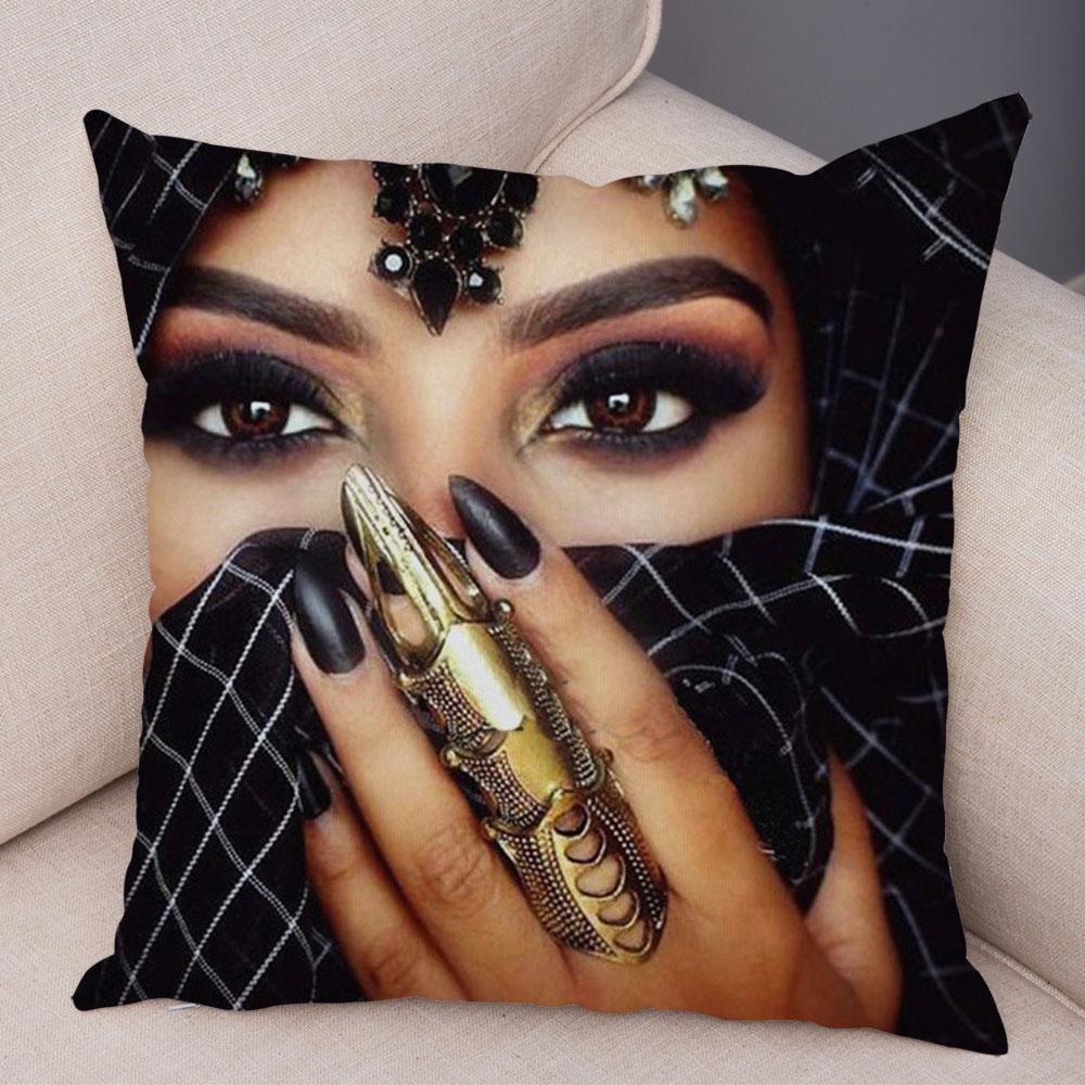 Beautiful Lady Pillow Case Decor Colorful Masked Woman Pillowcase Super Soft Plush Cushion Cover for Sofa Home Car Xcm