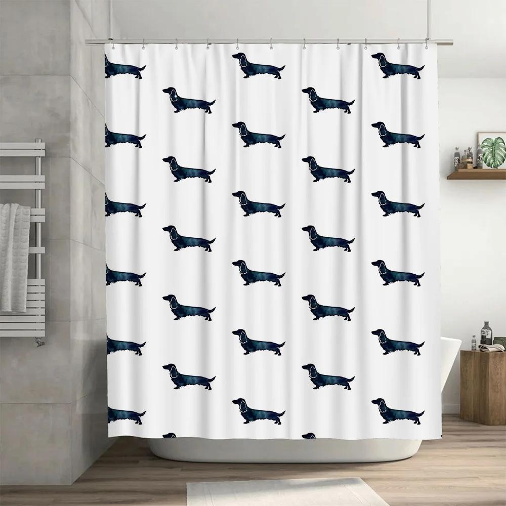Black White Dogs Waterproof Shower Curtain Decorative Print Home Decoration Bathroom Accessories