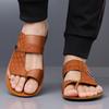 TUINANLE Men’s Minimalist and Stylish Summer Casual Flat Sandals – Slip-on Genuine Leather Sandals Suitable for Indoor and Outdoor Use