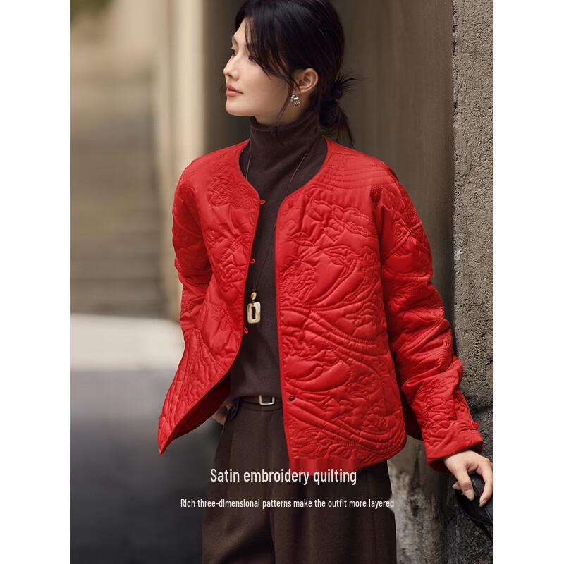 XWI Damen Elegante Gepolsterte Jacke mit Stickerei