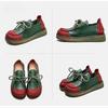 Johnature Chaussures à lacets rétro en cuir véritable polyvalentes, couleurs mélangées, semelle souple, chaussures confortables pour femmes
