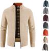 Men's Casual Slim Full Zip Thick Knitted Cardigan Sweaters Outerwear Stand Collar Cardigans Long Sleeve Sweaters Ribbed Knit Sweater Jackets for Men