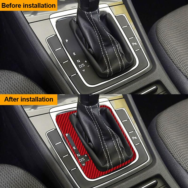 1PC Real Carbon Fiber Car Gear Shift Panel Inner Frame Decoration Sticker For Volkswagen Golf 7 2014-2019 Car Accessories