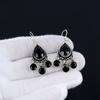 Schwarze Spinell-Ohrringe, Edelstein-Ohrringe, antike schwarze Spinell-Edelstein-Silber-Ohrringe, 925er massiver Silber-Edelstein-Schmuck, Edelstein-Ohrringe für Sie