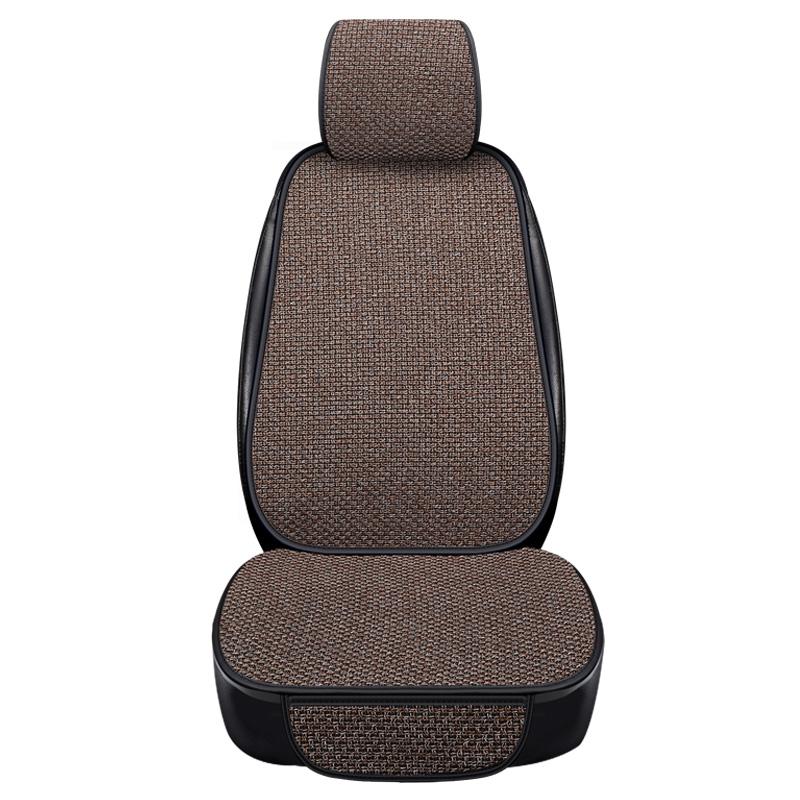 Flax Car Seat Covers Front Car Seat Cushion 3D Mesh Linen Fabric Seat Pad Protector with Head Backrest Car Accessories