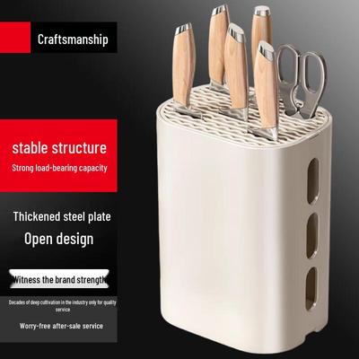 Rack Integrado para Armazenamento de Facas de Cozinha Branco Creme
