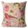 Vintage Flower Pillow Case Decor Blue Painting Flower Bird Pillowcase Polyester Cushion Cover for Sofa Car Home 45x45cm