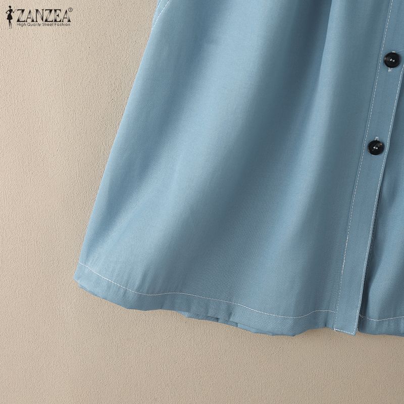 ZANZEA Dámské ležérní letní šaty s krátkým rukávem s límečkem