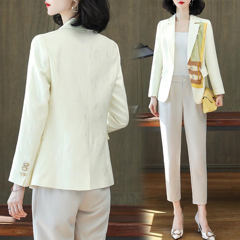 

Весенне-летний белый шелковый пиджак с принтом, женский профессиональный повседневный модный тренд, костюм из шелка тутового дерева XXL белый