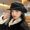 French Hepburn Style Elegant Woolen Hemming Thousand Gold Top Hat Children Autumn And Winter Retro Versatile Face Small Bucket Hat