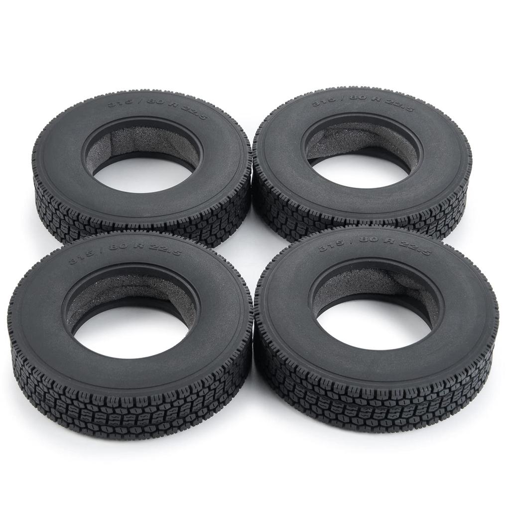 TRZX RC Rubber Tires Wheels Tires for 1/14 Tamiya Tractor Truck Trailer Upgrade Parts (4pcs 22mm)