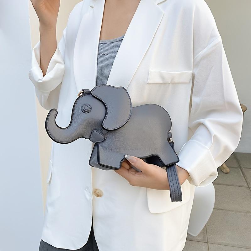 Elephant Crossbody Messenger Bag, Casual Animal Theme, Adjustable Strap, Zipper Closure, Polyester Lining, Solid Color