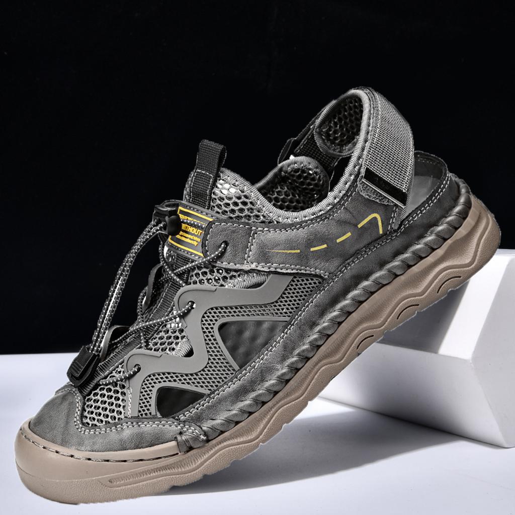 2025 Summer New Men's Bag Head Sandals Breathable Live Broadcast Explosion Casual Large Size Beach Shoes Hollow Cool Slippers