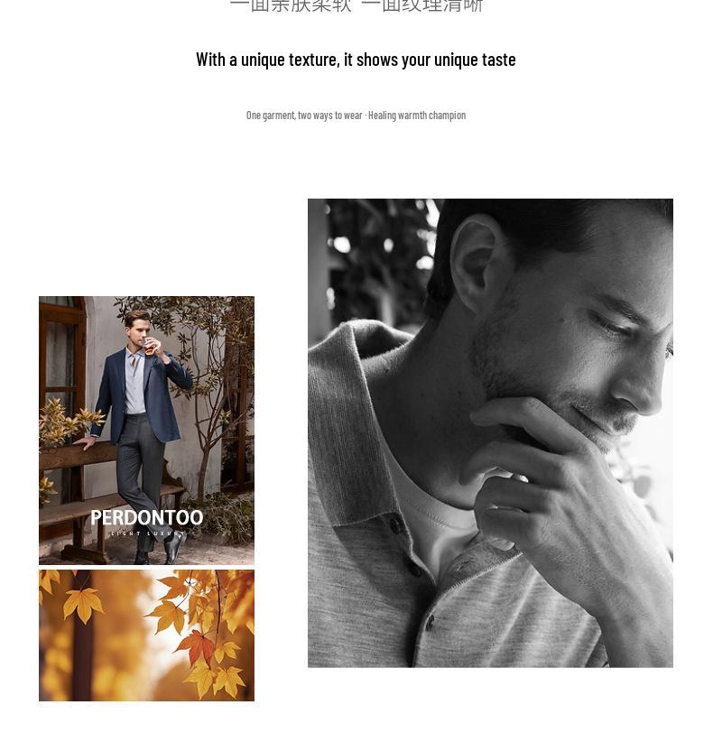 Men's Heavyweight Air Layer Long Sleeve Semi-High Neck Sweatshirt (340G) - Autumn/Winter Luxury