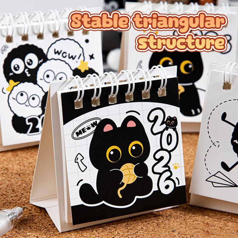 2Pcs Random Mini 2026 Calendar Portable Cute Cat Office School Supplies Calendar Monthly Planner Desk Accessories Decor Record