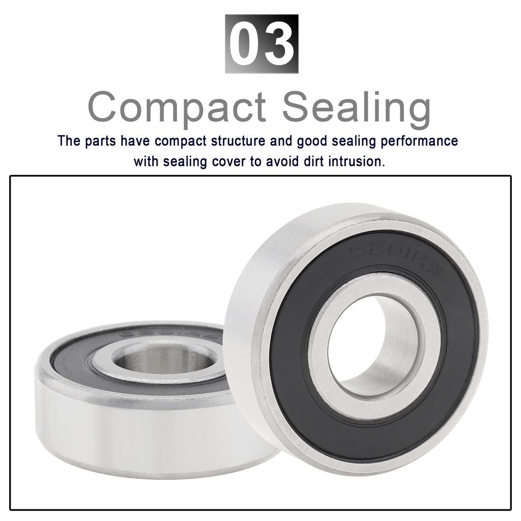 6201-2RS Deep Groove Ball Bearing with Rubber Seal, Premium Steel Bearing for Mechanical Equipment