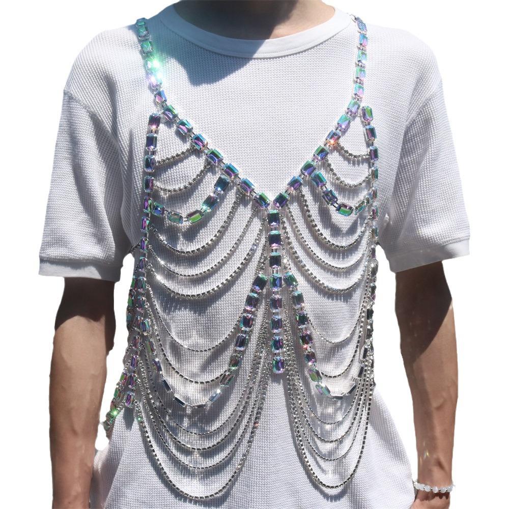 Rhinestone Bikini Breast Chain, Fashionable Multi-Layer Crystal Bra Chain, Sexy Rhinestone Body Chain Accessories For Women