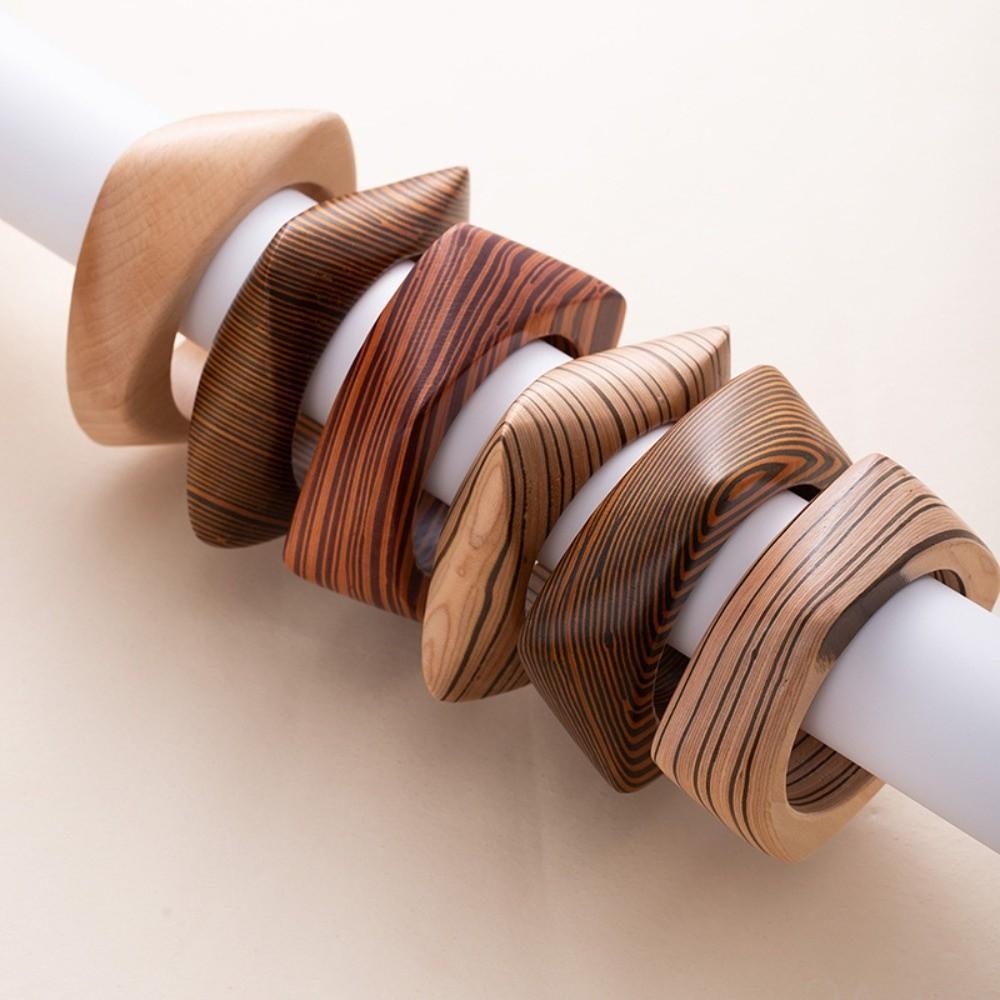 Texturovaný dřevěný náramek Široké geometrické náramky Vintage dřevěné náramky Šperky