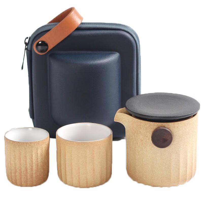 DARUNYAO Woodpecker Rough Pottery Travel Tea Set