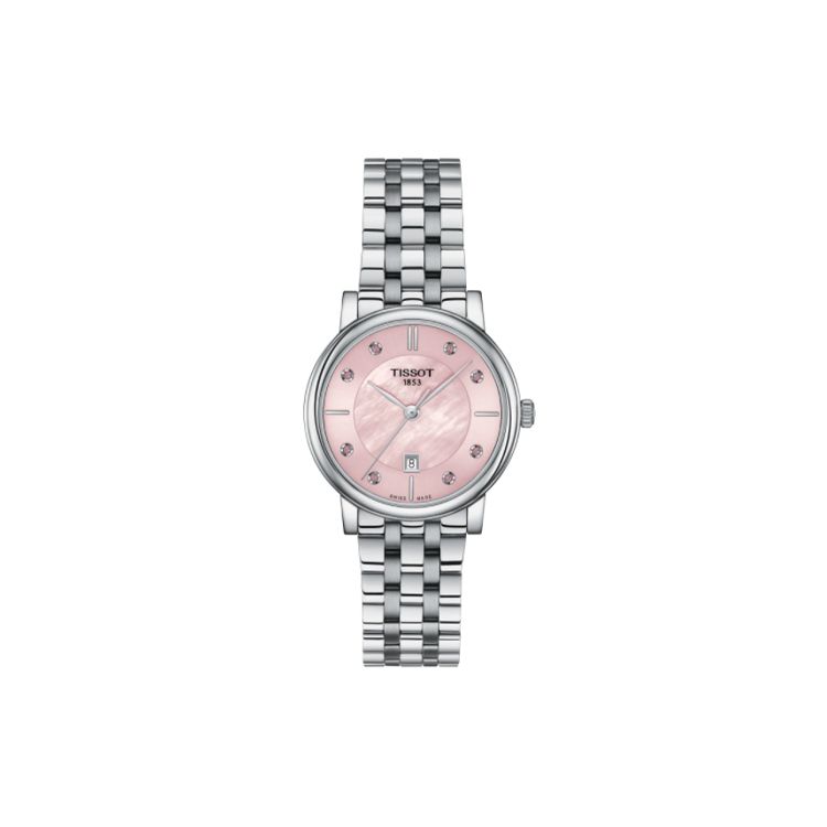 Tissot Women's Pink Carson Series Quartz Movement 50M Water Resistant Watch 30Mm Dial Steel Case Watches T122.210.11.159.00
