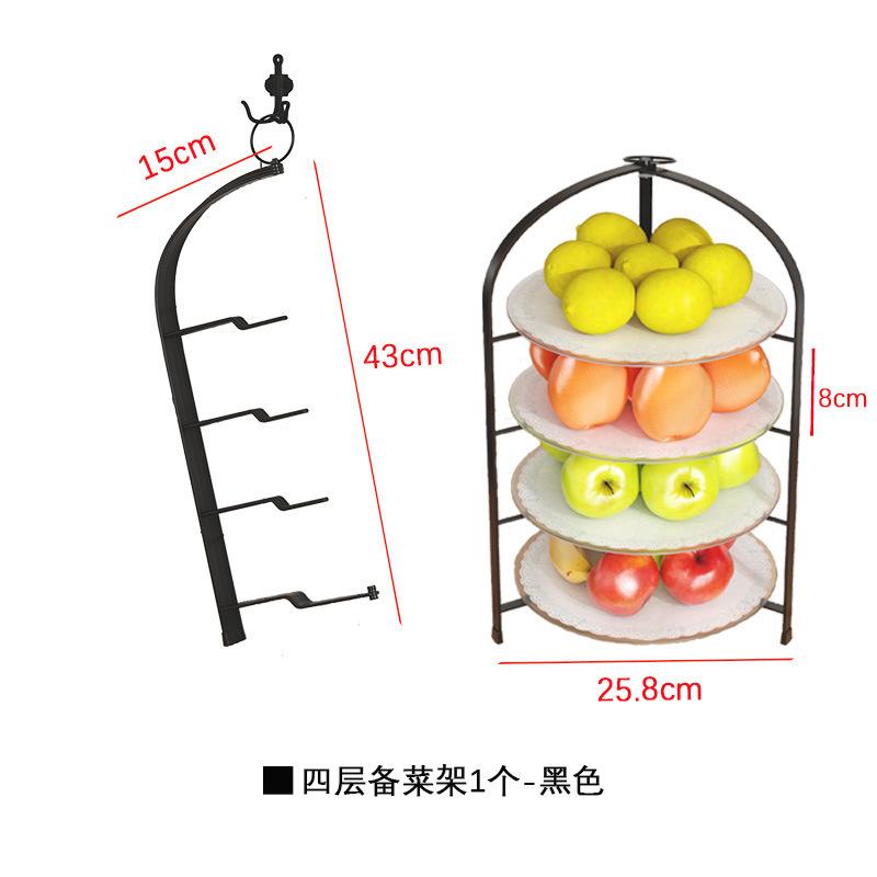 Kitchen Multi-functional Vegetable Tray Rack No Punching, Foldable Wall-mounted Storage Multi-layer Side Dish Rack
