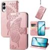 For Samsung Galaxy S25 Edge Case with Strap Butterfly Pattern PU Leather Wallet Phone Cover