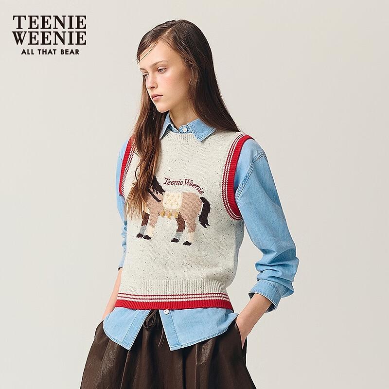 Teenie Weenie Women's Bear Letter Sleeveless Knitted Top