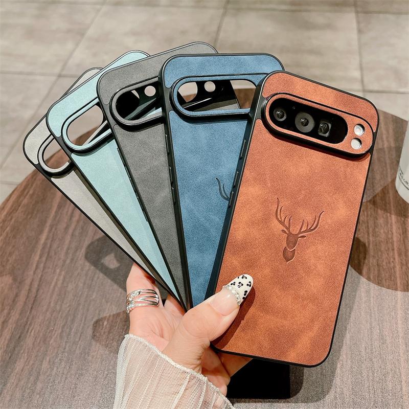 Luxury Faux Leather Case For Google Pixel 10 9 8 7 Pro XL A 9A 9 Pro For Pixel 7 8 9 10 Pro XL A 9A 8A 7A Deer head Phone Cover
