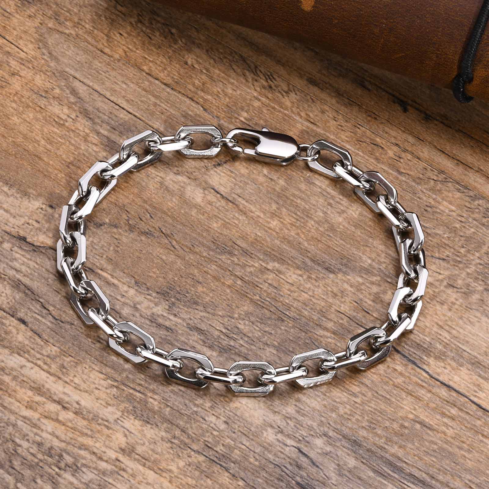 

Basic 6.5MM Belcher Chain Bracelets for Men,Waterproof Stainless Steel Square Geometric Links Wristband Gift,pulseira 21cm
