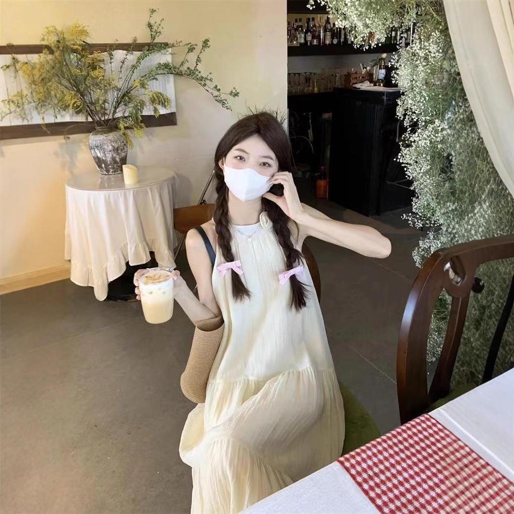 New Three-Dimensional Floral Halter Dress with Lining – Japanese Resort Style Fairy Dress