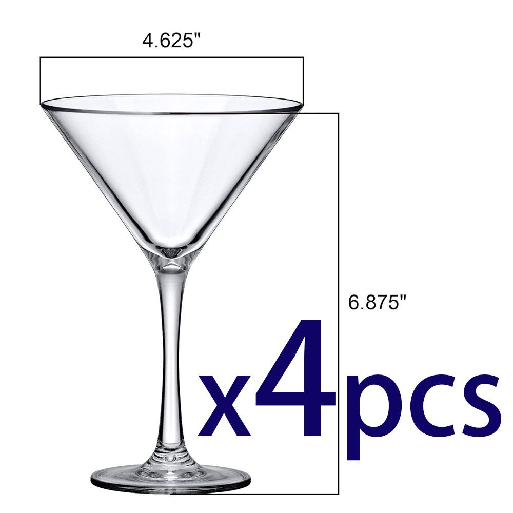 10-Ounce Plastic Martini Glasses,Plastic Cocktail Glasses,Reusable,Shatter-Proof, Perfect for Poolside,Outdoors,Camping