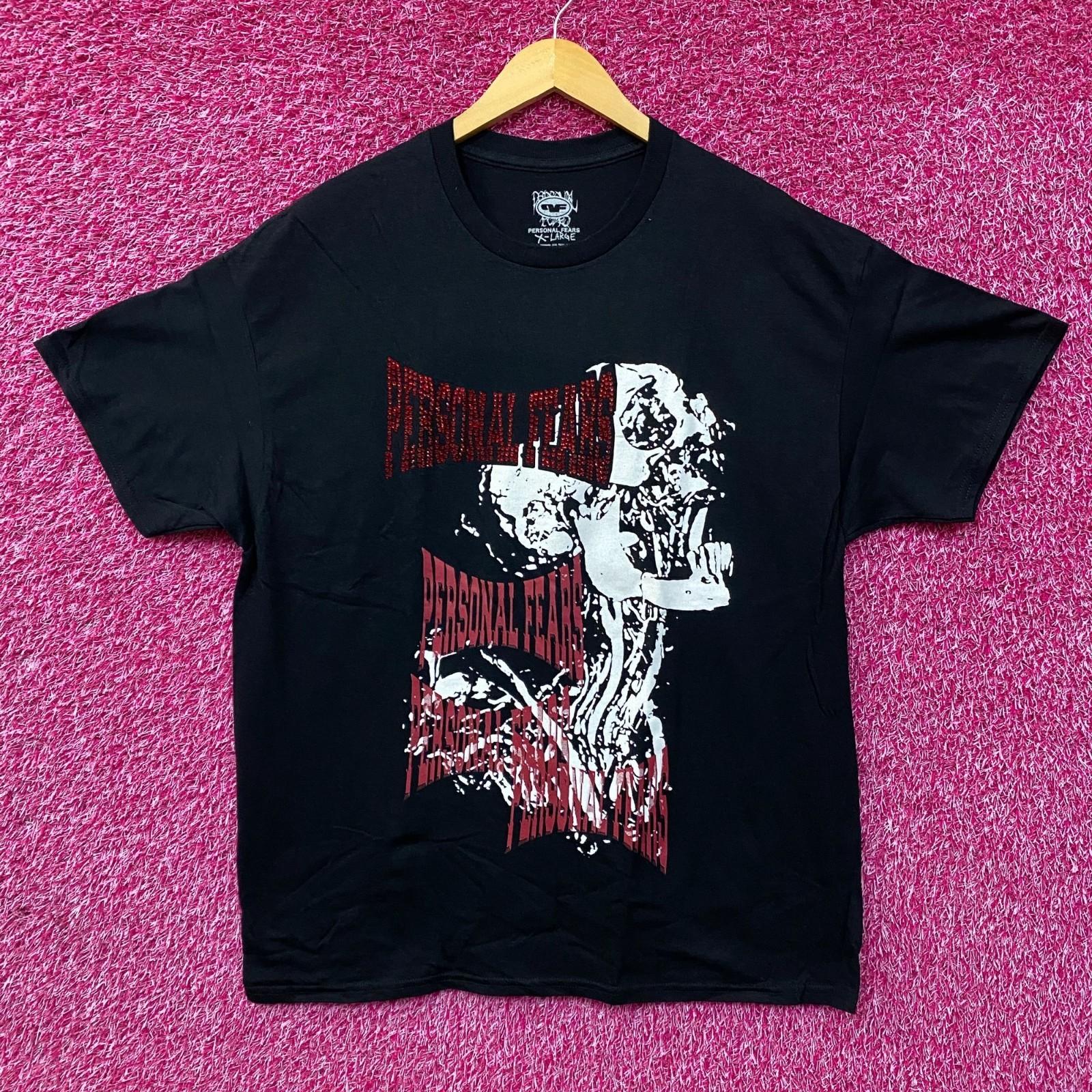 Personal Fears Fighter With Rhinestone Black T-Shirt XL M